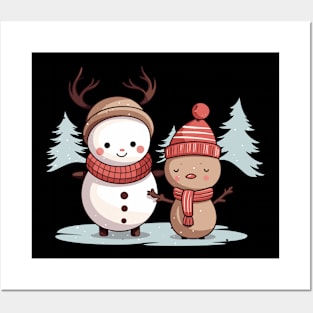 Christmas Cartoon Characters: Snowman as Reindeer & Reindeer as Snowman Posters and Art